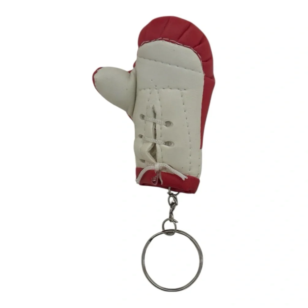 Mini Boxing Glove Keychain in Red/White/Silver